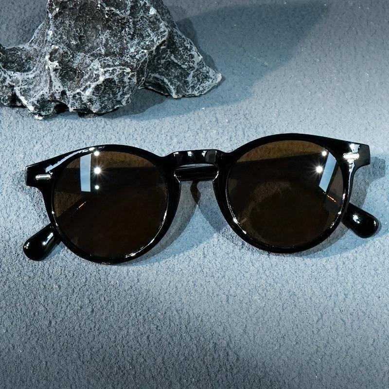 

Retro Round Fashionable Glasses Unisex Black Frame Blue Light Lens Lightweight Decorative Glasses
