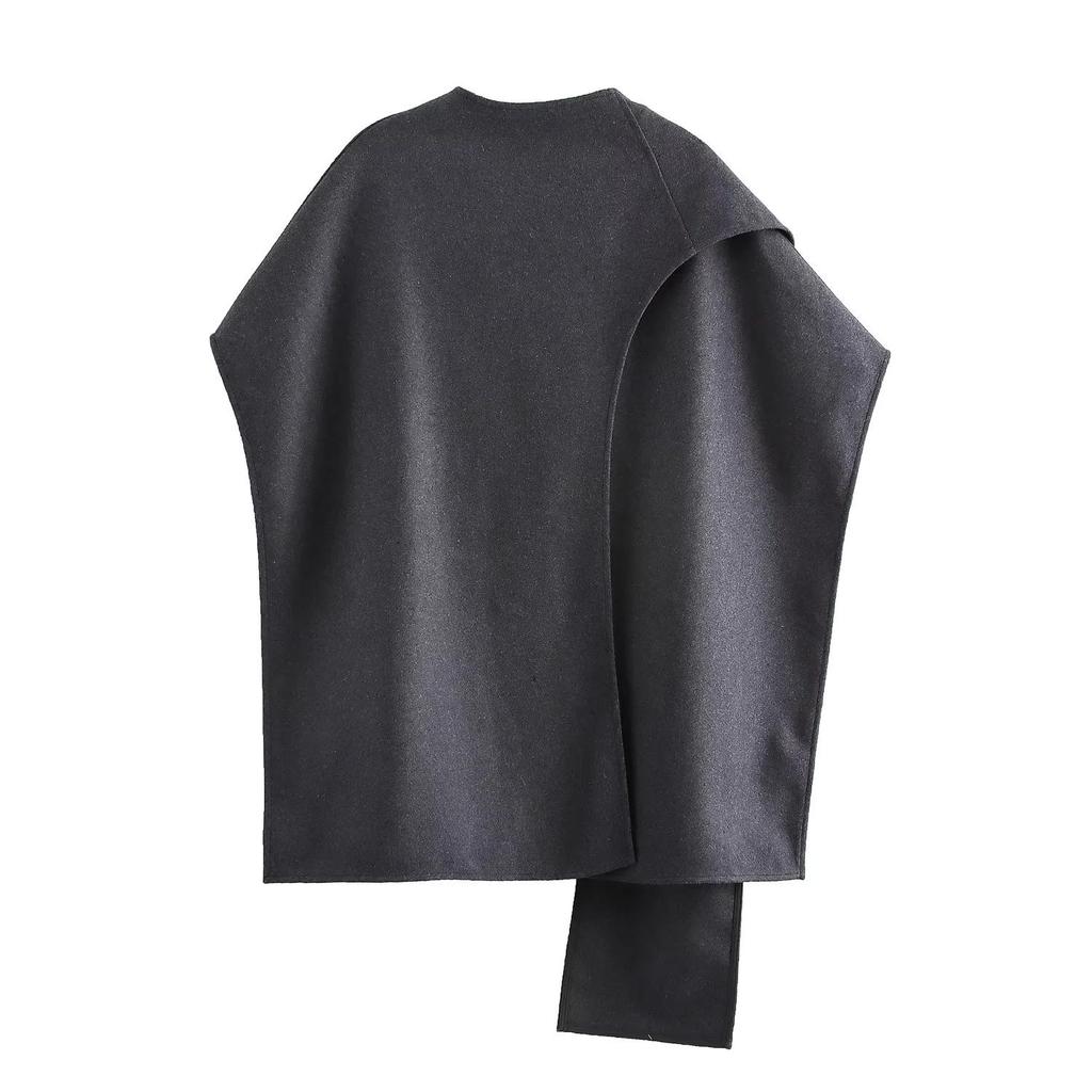 European & American Women's Autumn/Winter Cloak: Chic Long-Sleeve Wool Coat with Fashionable Design