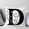 Black And White Letter Pattern Throw Pillow Cover With Short Plush Print For Living Room Sofa Decoration Cushion Cover