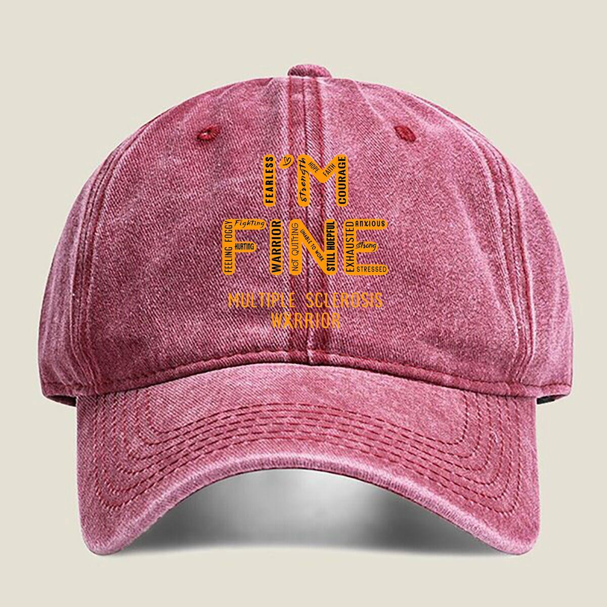 Multiple Sclerosis Warrior Fashion Washed Baseball Cap Outdoor For Womens Unisex Female Beach Dad Hat Hip Hop One Size