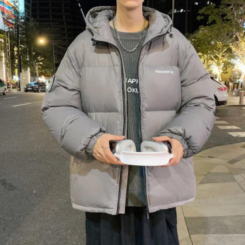 

Пуховик зимний новый пара модный трендовый белый утиный пух теплая куртка с капюшоном утолщенная универсальная мужская одежда 2XL