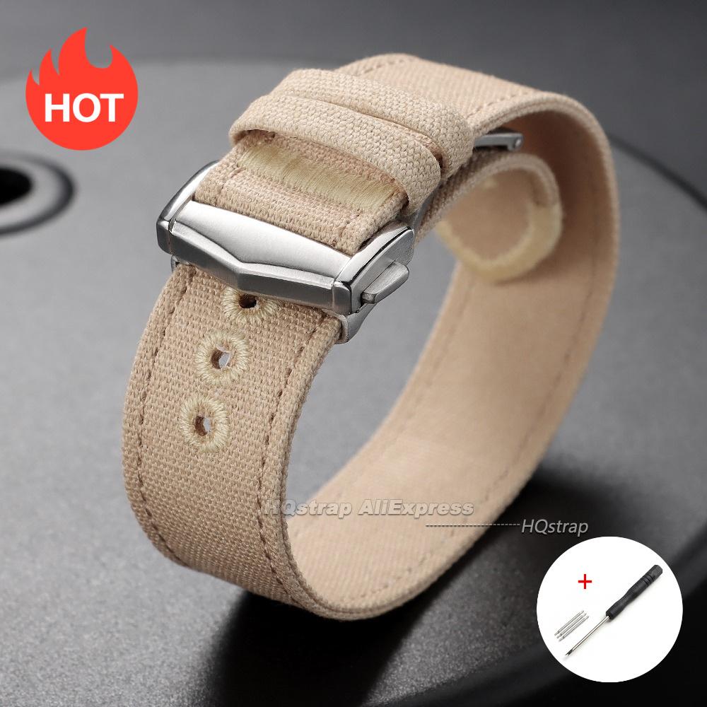 Nylon Canvas Watch Strap 20mm 22mm for Omega for Seiko Universal Bracelet Folding Buckle Sport Smartwatch Wrist Band Accessories