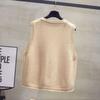 Autumn and Winter Women's V-neck Knitted Cardigan Vest Hollow Embroidered Vest Loose Retro Knitted Sleeveless Top