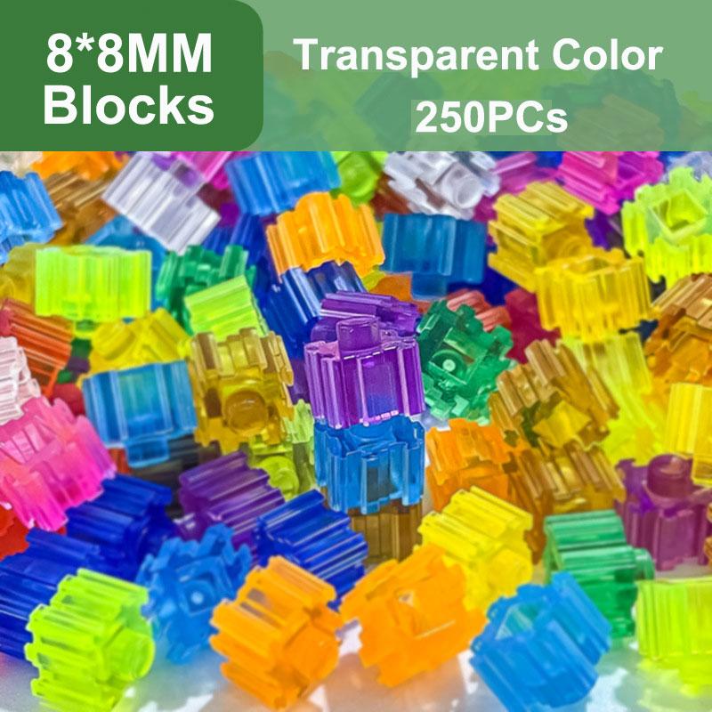 Wucifang Bags Unisex Kids 250Pcs 8 8Mm Transparent Color Pixel Art Puzzle Micro Building Blocks Do-It-Yourself 3D Compact Brick Ideal For Children S Toy Learning Children