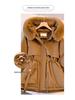 Women's Mid-Length Winter Cotton Coat with Genuine Fur Collar and Thick Velvet Padding