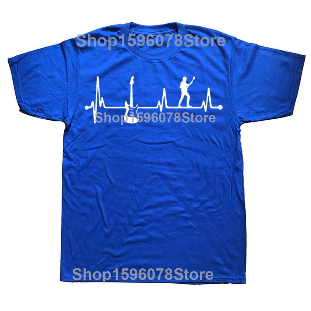 Funny Guitar Lover Bass Guitar Heartbeat Graphic Tshirts Men Womens Fashion Casual Tshirt 100 Cotton Loose Oversized T Shirt