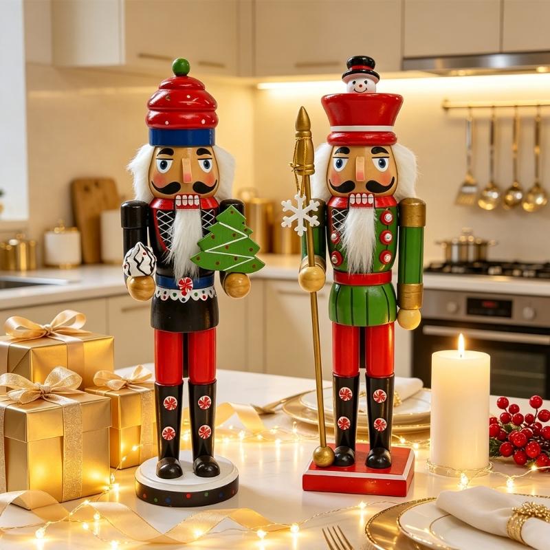 Wooden Holiday Christmas Figure for Shelf Display, Sideboard Placement, and Entryway Home Use During Winter Season