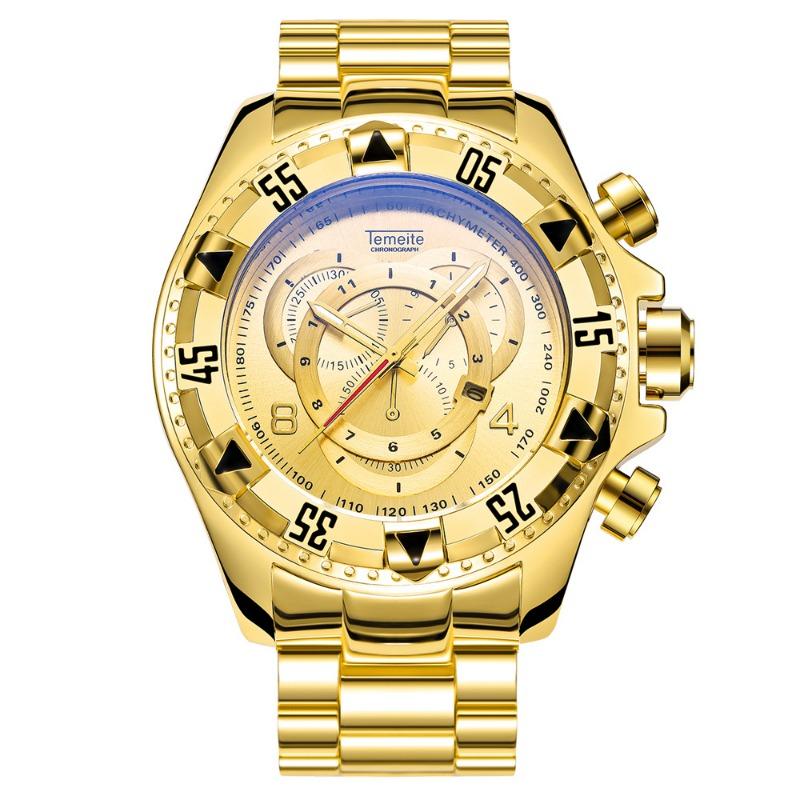 Top Brand Watch Quartz Large Dial Luminous Watch Men's Stainless Steel Strap Calendar Quartz Glass Mirror Chronograph Watch