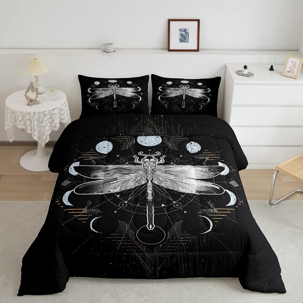 Dragonfly Comforter Cover Queen Size Bedding Set for Kids Boy Girl Room Decor Duvet Cover Set Quilt Cover 3 Piece Full King Size