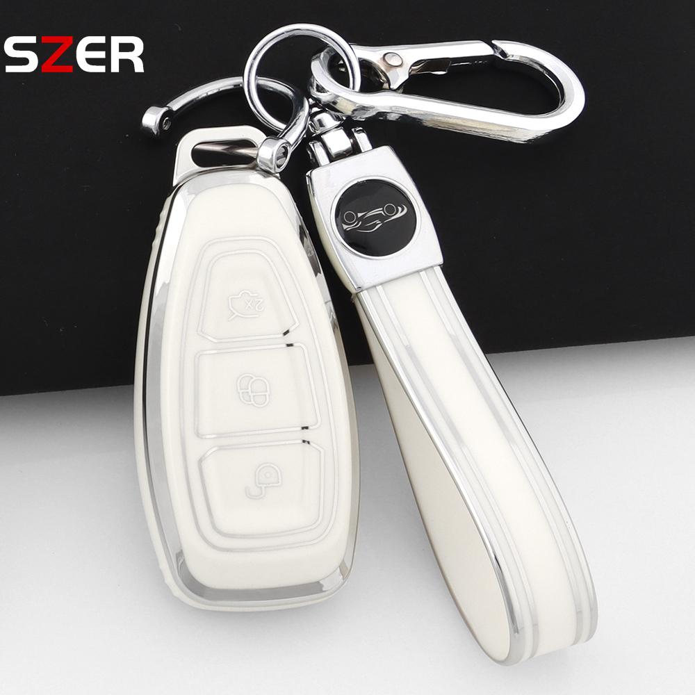 New Tpu Car Remote Key Cover Case Shell Fob For Ford Fiesta Focus 3 4 Mondeo Ecosport Kuga Focus C-Max St Escape Keychain Holder