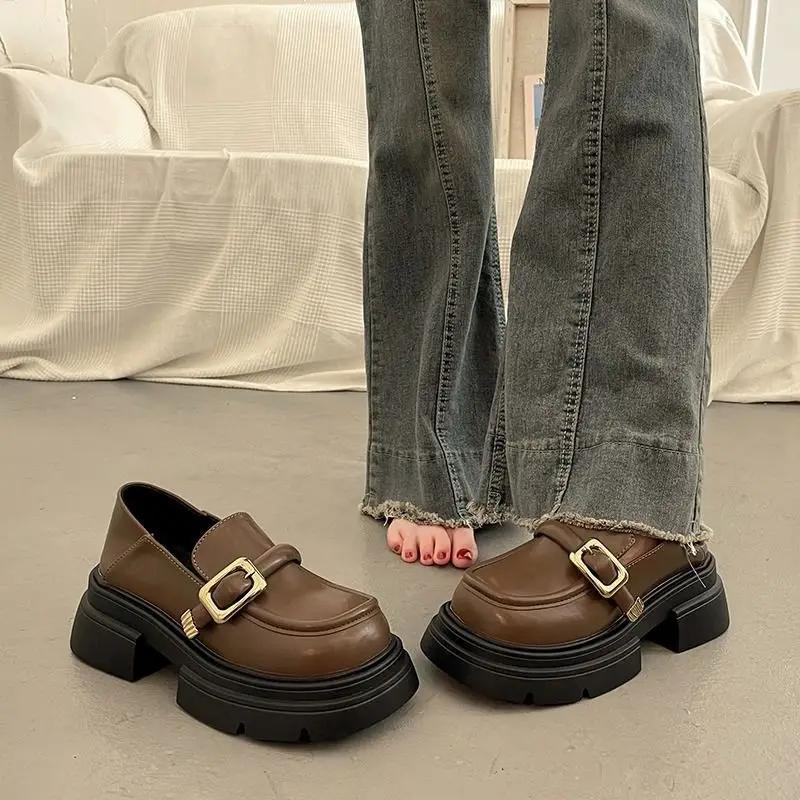 Fashion Brown Punk Platform Women's Shoes 2025 Trend Summer Spring High Quality Fashion Casual With Discount Chic Point 39 Ladies Pumps