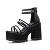 Sommer PVC Sandalen Plattform Frauen Blockabsatz Außerhalb Füße Schuhe Sommer Zurück Reißverschluss Hohe Qualität