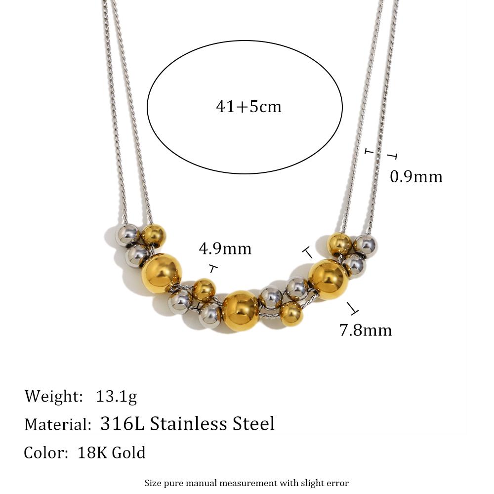 

MamacitaSlay Stainless Steel Double Color Steel Ball Pendant Necklace Party Waterproof Jewelry Women s Charming Neck Jewelry