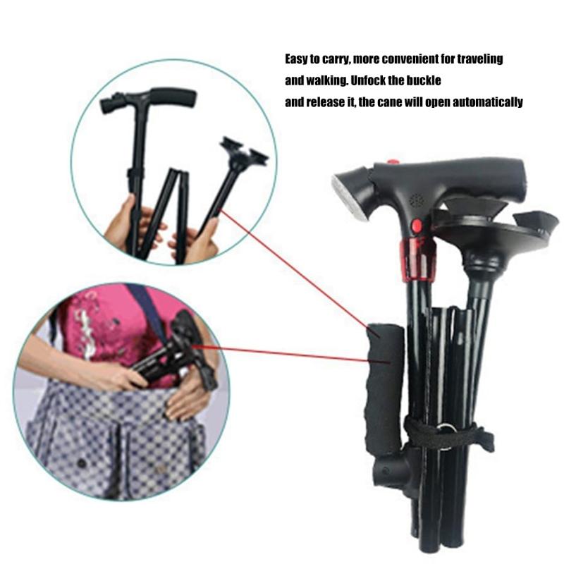 Light weight Aluminum Folding Canes Ergonomic Handle Regulable for Senior Travel Hiking Support