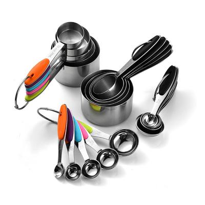 10 Stück Edelstahl Messbecher und Löffel Set Küchenzubehör zum Backen Kuchen Kochen Zubereiten Messen Küchenwerkzeuge