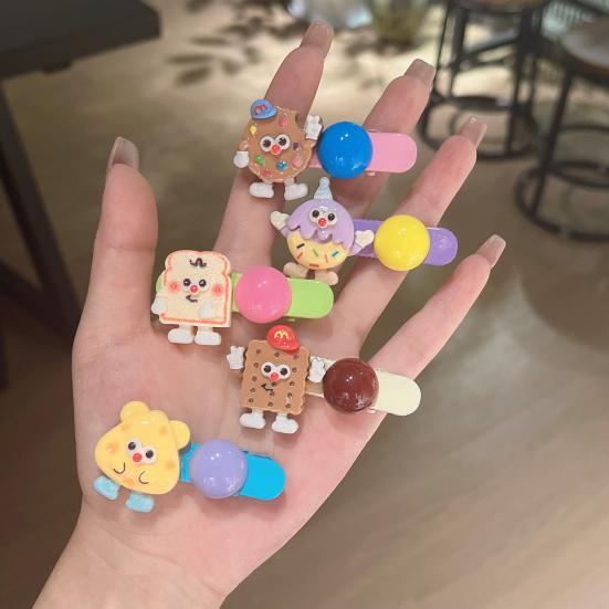 Girl Hair Pin Cartoon Cheese Biscuit-Themed Hair Clips Bright Color Non-Slip Bangs