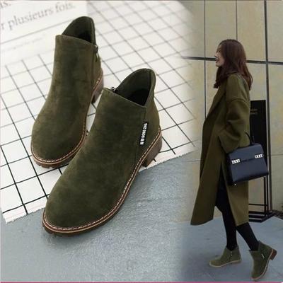 Shoelife Fashion Korean Version of Martin Boots Female Side Zipper Boots Women's Low Shoes School Wind