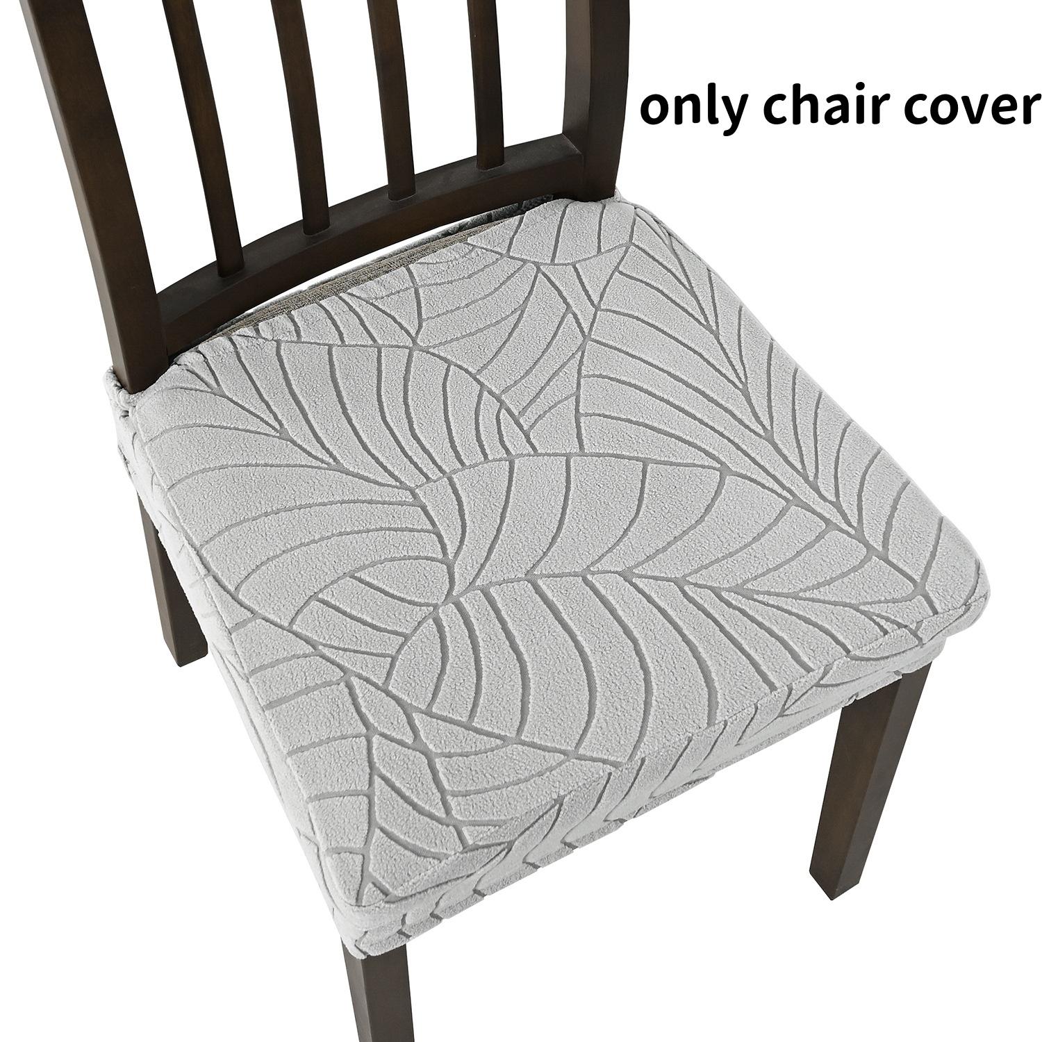 

1PC Leaf Jacquard Dining Chair Cover Dustproof Chair Slipcover Stretch Upholstered Seat Protector for Hotel Home Wedding Kitchen светло-серый