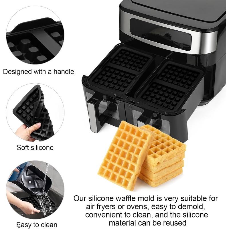 2Pcs Air Fryer Silicone Waffle Moulds Rectangle Food Grade Waffle Mold For Cake Chocolate Air Fryer Accessories Baking Moulds