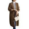 Thickened knitted cardigan jacket women's autumn and winter new retro loose lazy style medium and long sweater with tide