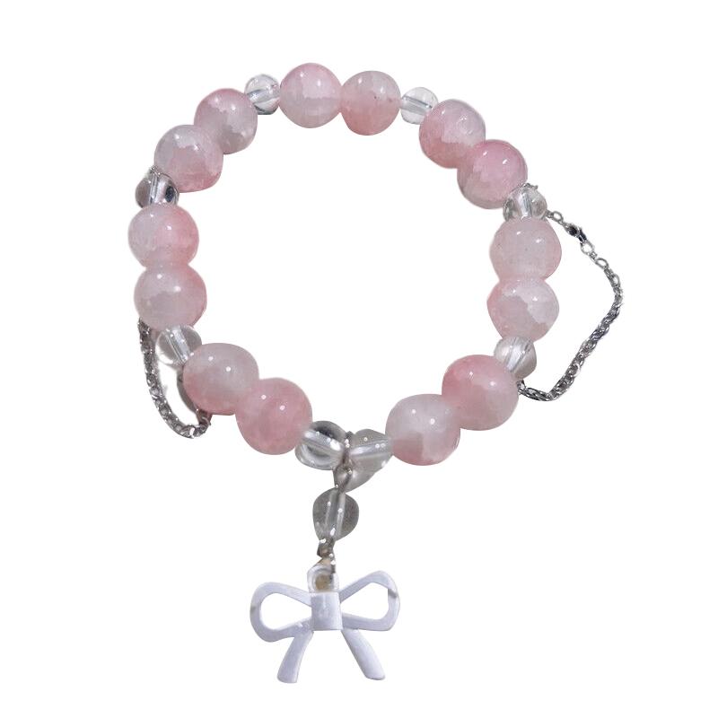 

Милый розовый браслет из бусин для женщин и девочек, браслет с подвеской Owknot, изысканные эстетические украшения, подарки