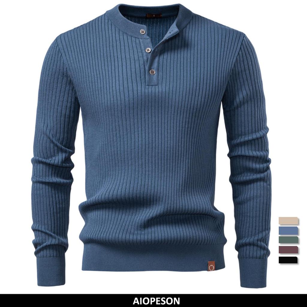 AIOPESON Classic Polo Sweater Men Old Money Style Long Sleeve Solid Color Contemporary Fit Silk Touch Luxury Brand Polos