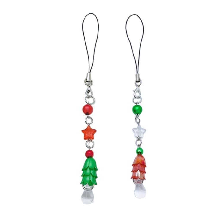 Handmade Keychain Colorful Star Pendant Phone Chain Christmas Tree Beaded Strap