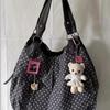Korean Version of Retro Polka Dot College Style Tote Bag Women's 2025 New Fashionable Versatile Large-capacity Shoulder Bag