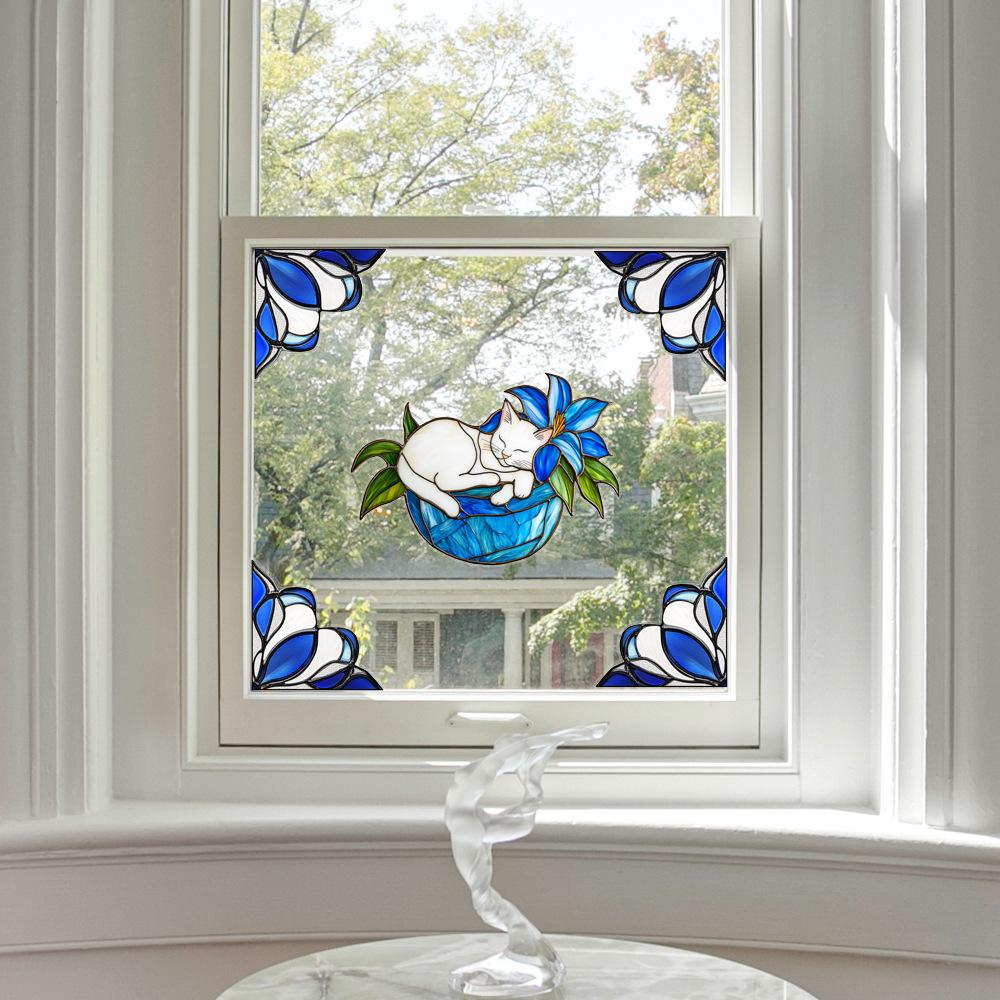 Colorful Window Film PVC Electrostatic Church Glass Decal Wall Sticker Art Mural Wallpaper for Home Decoration