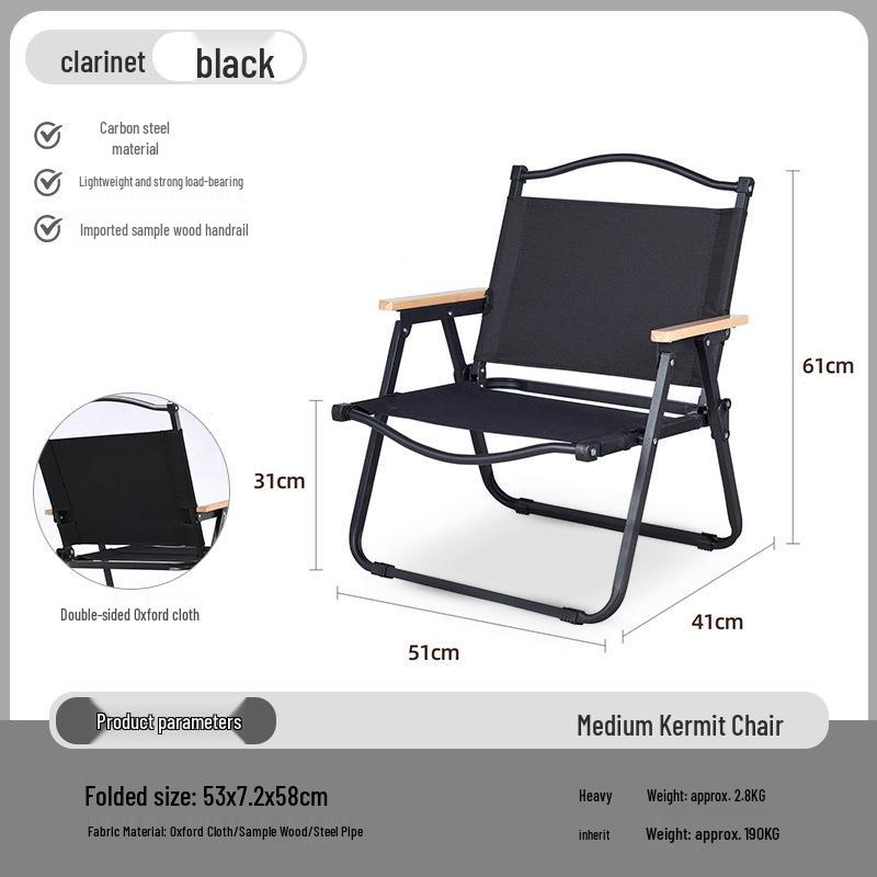Carbon Steel Camping Folding Table & Kermit Chair Set - Metal Outdoor Roll-up