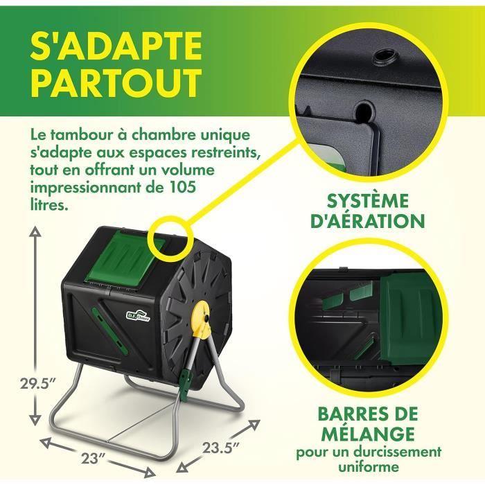 Composteur De Jardin À Chambre Unique DF OMER Pour Le Jardinage En Plein Air - Grand Volume,Conception Compacte,Capacité De 105 L