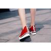 Mode 2024 Neue Plateau-Sneaker Damenschuhe Rot Freizeitschuhe Bequeme Absätze Schwarze Canvas-Schuhe Damen Unsichtbarer Keil-Sneaker