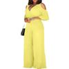 Women's V-Neck Hollow Short Sleeves Casual Long Pants Wide Leg Pants Jumpsuits
