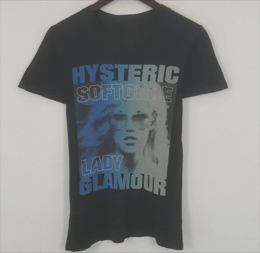 Hysteric Glamour Stile Retrò Anni '90 Maglietta Ristampa Carbone per Uomo Donna Y2k Grafica Manica Corta Unisex Uomo Donna Estate