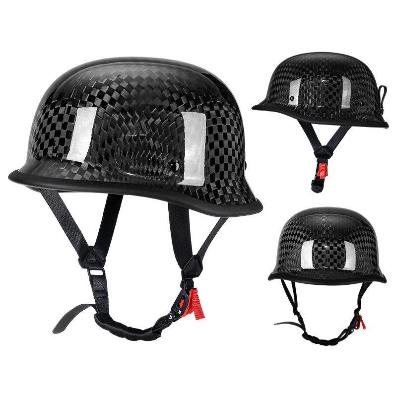 Motorcycle Helmet Carbon Fiber Half Helmet German Soldier Helmet Retro Helmet Pedal Cruise Motorcycle Riding Helmet