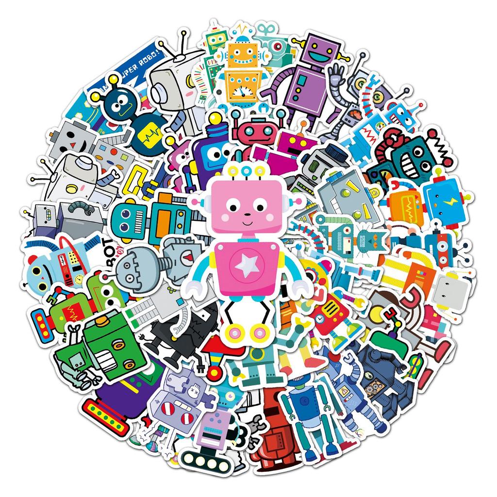 51-Piece Creative Robot Waterproof Graffiti Stickers for Suitcase, Skateboard, Scooter, Computer, Tablet, and Cartoon Decor