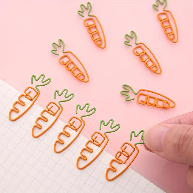 10/20pcs Cute carrot-shaped paper clips - Pastel orange & green, for office Decorations,Party Favors, Bulletin Boards