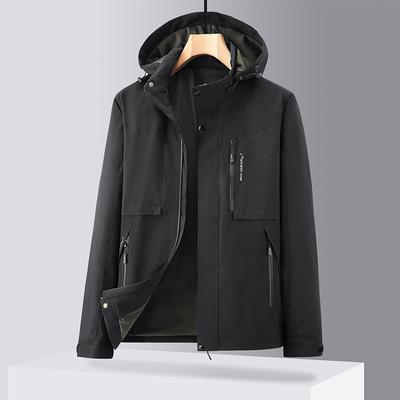 Outdoor Quick-Drying Jacket Men's Spring and Autumn Multi-Pocket Hooded Tooling Windproof Mountaineering Jacket