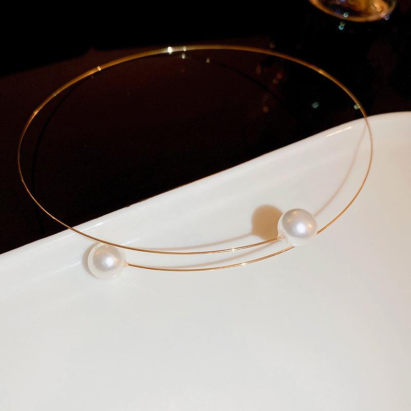 Плетеное кожаное и жемчужное ретро-ожерелье на ключицу - Высококлассные нишевые украшения