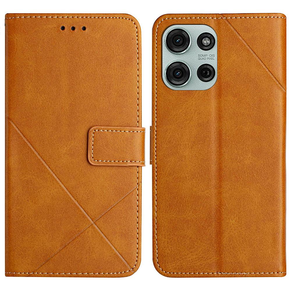 

For Motorola Moto G Power (2025)/G Play (2025) 4G Case Line Pattern Wallet Leather Phone Cover with Wrist Strap