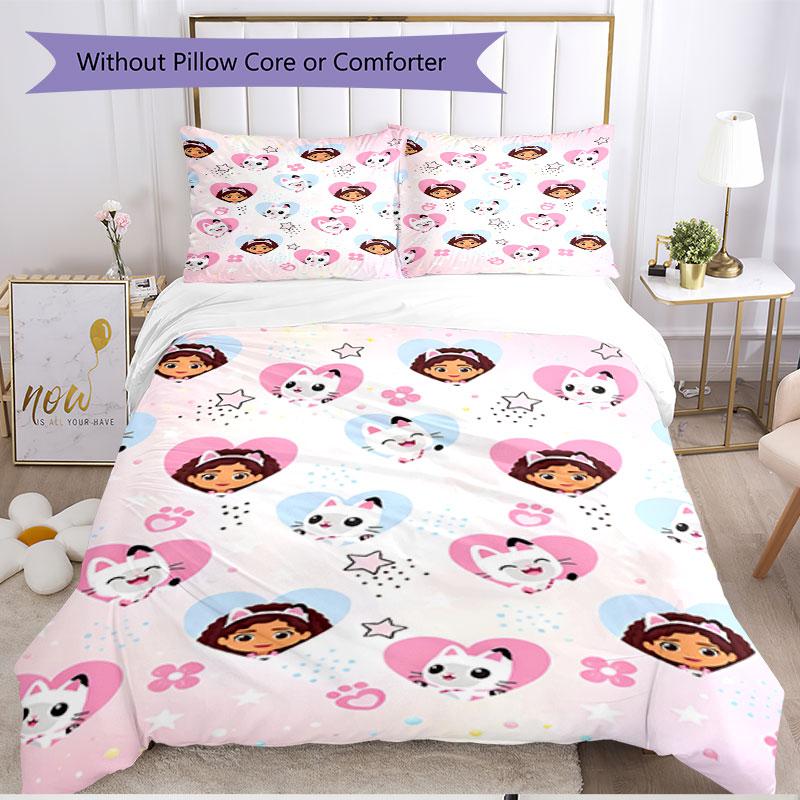 3pcs Duvet Cover Set (1*Duvet Cover + 2*Pillowcase, Without Core), Gabby's Dollhouse Print Soft All‑Season Bedding Set, Home Bedroom Decor Gift