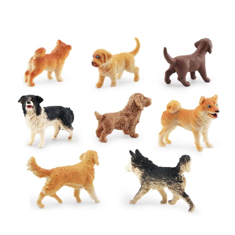 Dog Figurines Playset Hand Painted Plastic Dog Realistic Detailed Puppy Figures