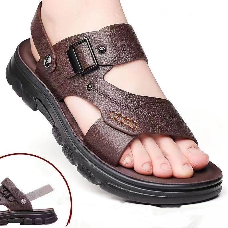 

Мужские уличные сандалии, новые летние водонепроницаемые нескользящие пляжные туфли на мягкой подошве, сандалии двойного назначения и тапочки 44 коричневый
