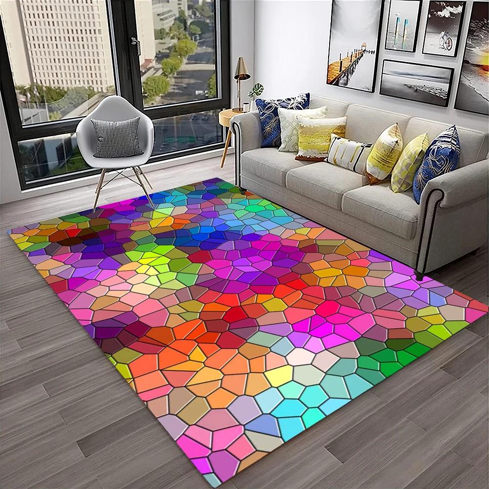 3D Colour Illusion Rainbow Vision HD Carpet Rug for Home Living Room Bedroom Sofa Doormat Decor,kids Area Rug Non-slip Floor Mat