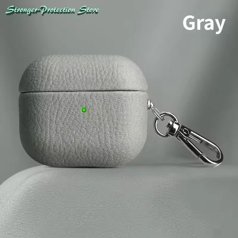 Genuine Leather For AirPods Pro 3 Case AirPods Pro 2 Airpods 4 Airpods 1/2  3 cover Lychee Pattern Cowhide With Buckle