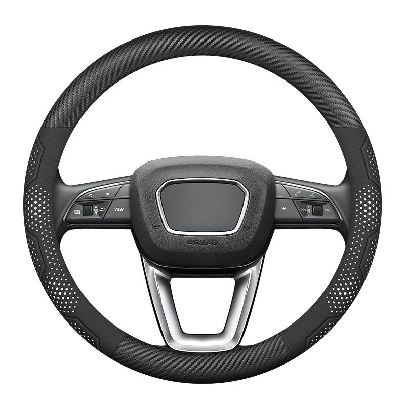 New Car Steering Wheel Cover, Ultra-Thin, Universal for All Seasons, D-Type, Breathable, Anti-Sweat, Carbon Fiber Handle Cover, Cross-Border