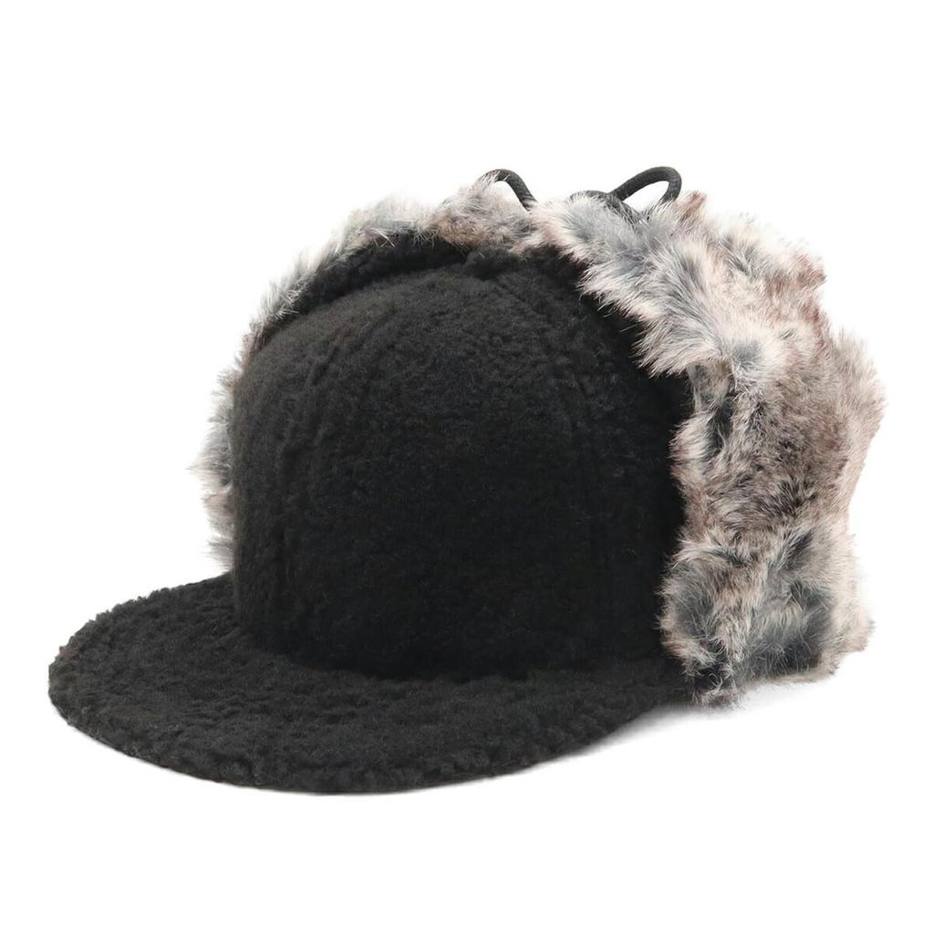 New Era 59FIFTY DOGEAR Plain Dog Ear Size 7 5950 DOGEAR BOA BLK Flip-Down Cap, Black, 1/4,