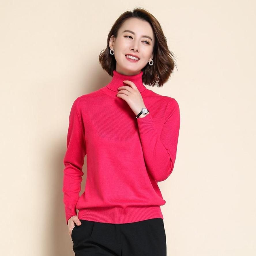 Pure Cashmere Wool Sweater Women Knitted Turtleneck Cashmere Pullover Elastic Turtleneck Knitted Sweaters