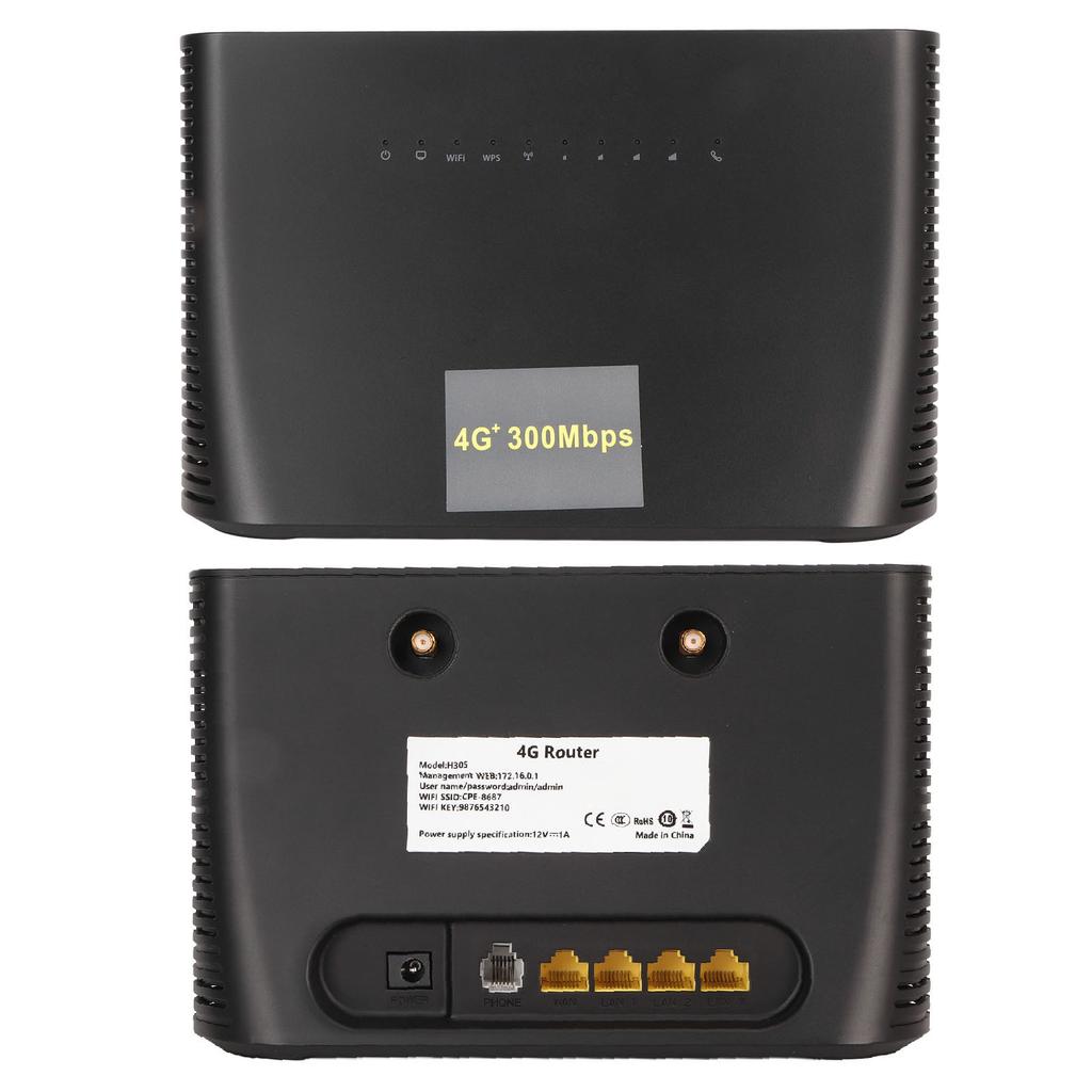 4G Wireless Router 300Mbps 4G LTE CAT4 Router Portable WiFi Router with WAN LAN Port for Home Hotel Office 110‑240V