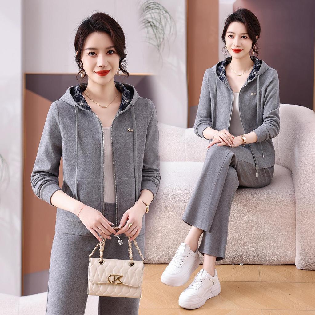 Women's Spring 2026 Casual Color-Block Hoodie & Sweatpants Set - Fashionable Two-Piece Sportswear